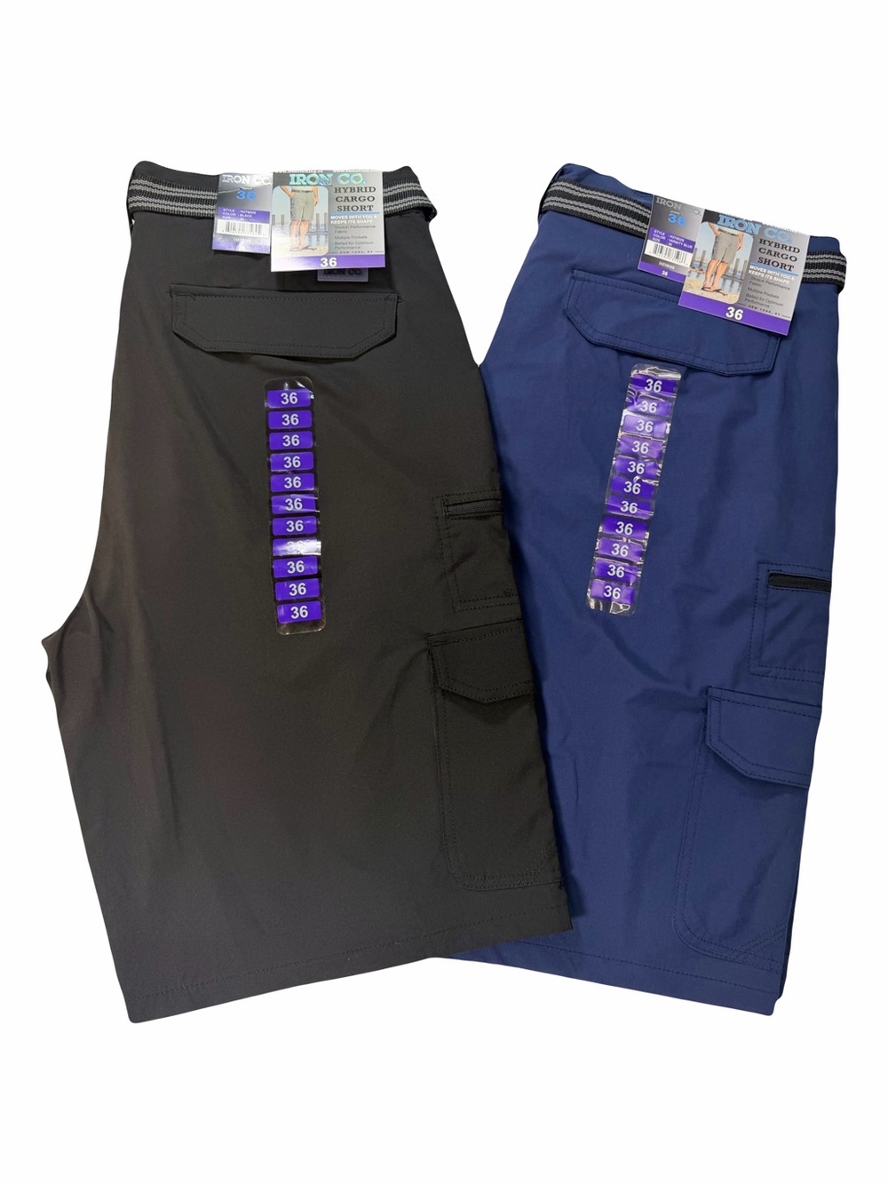NWT BUNDLE Iron Clothing Co. Hybrid Cargo Shorts Size 36 Men's